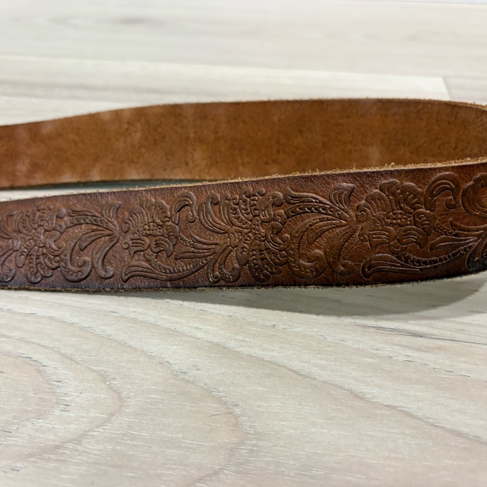Western, Cowboy, Glamour, Brown Leather Belt with Pink Crystal Buckle - Picture 3 of 6